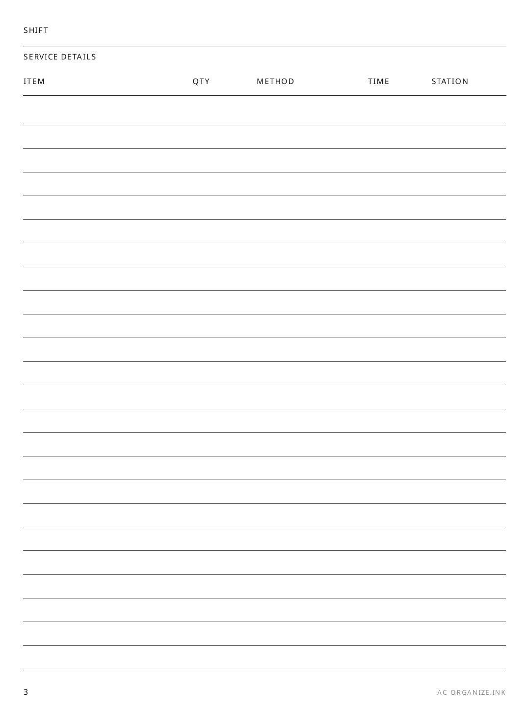 Prep List rendered page