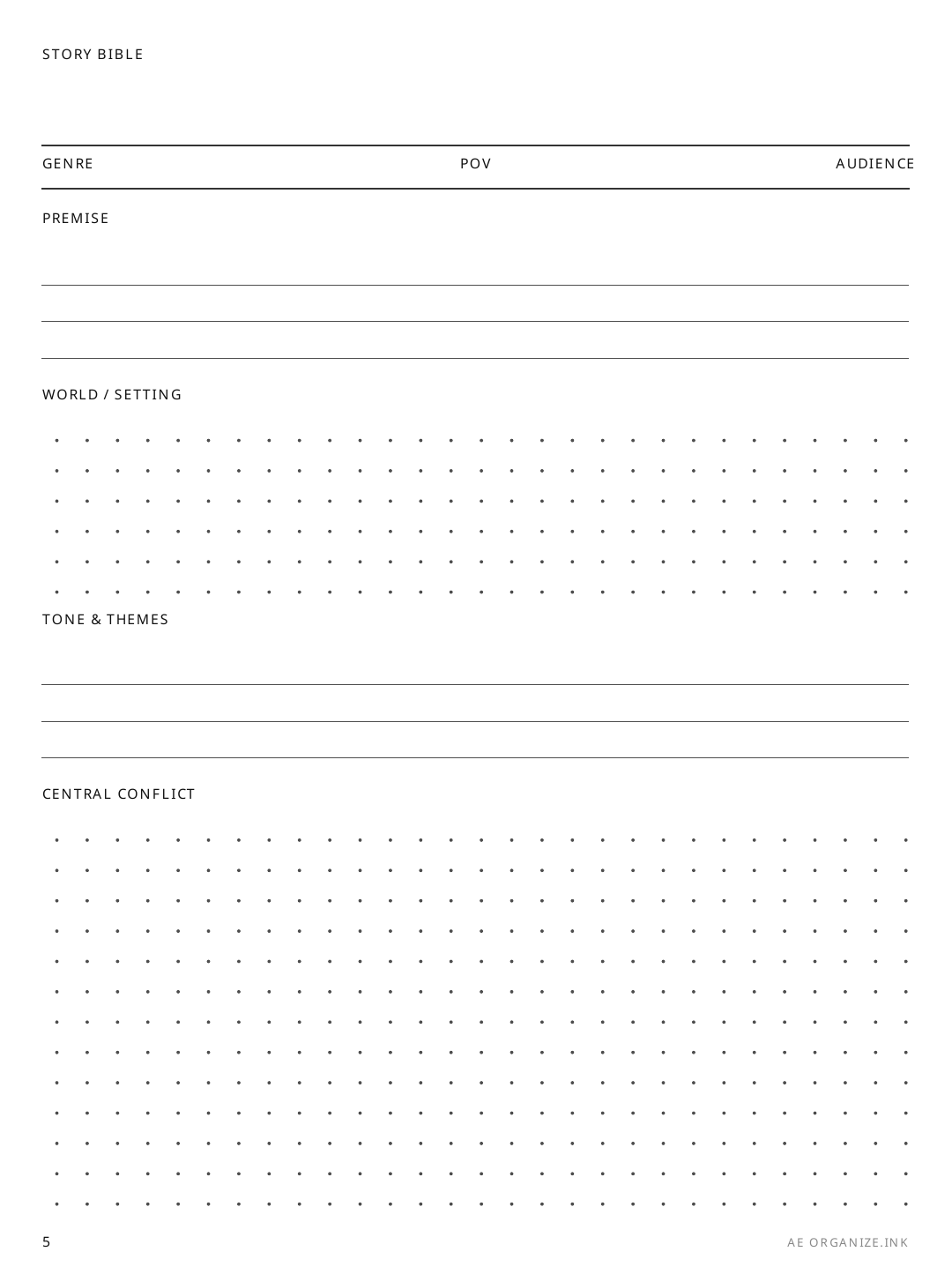 Story Bible rendered page