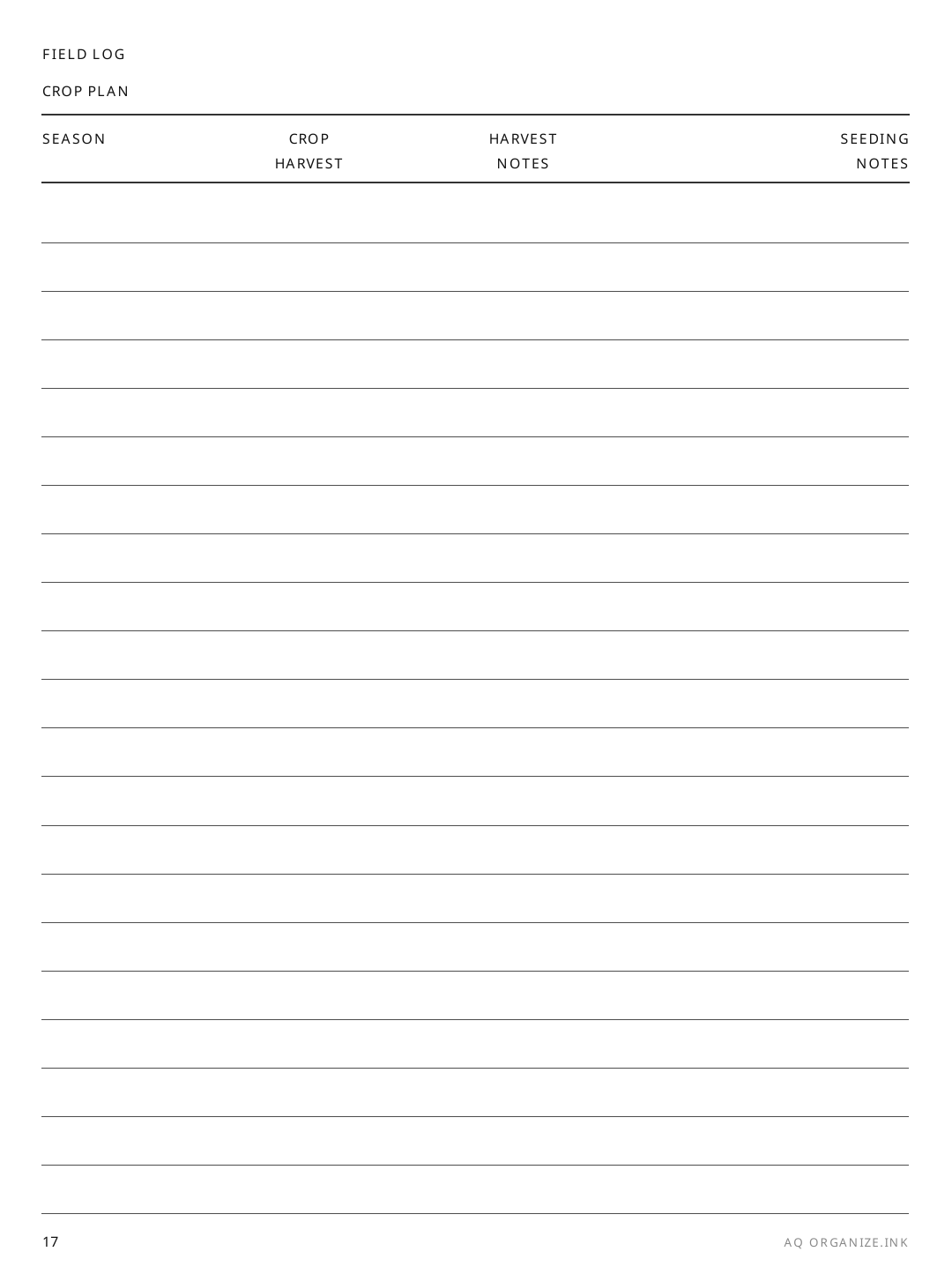 Crop Rotation Log rendered page