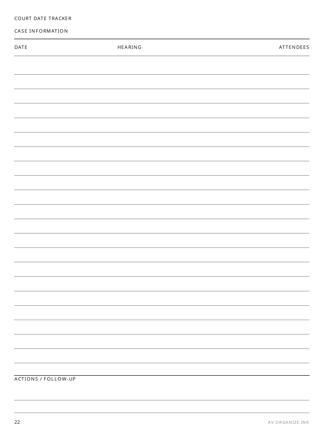 Court Date Tracker rendered page