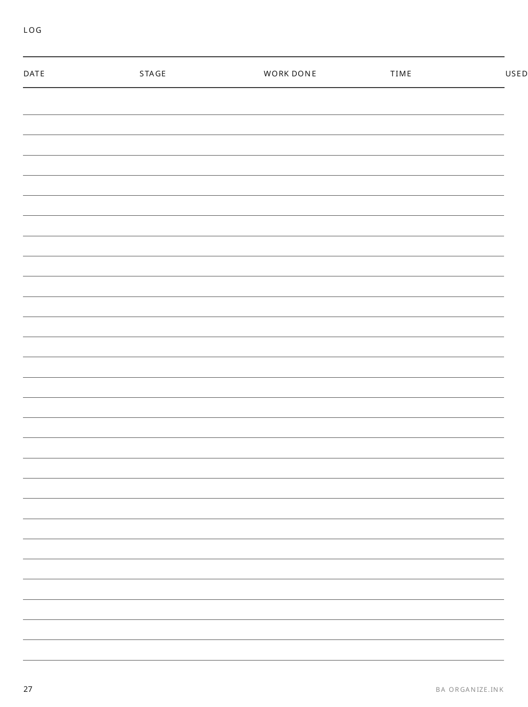 Labor Log rendered page