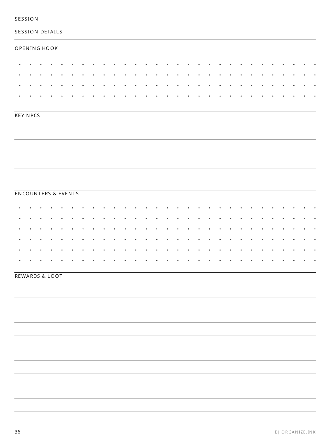 Session Prep rendered page