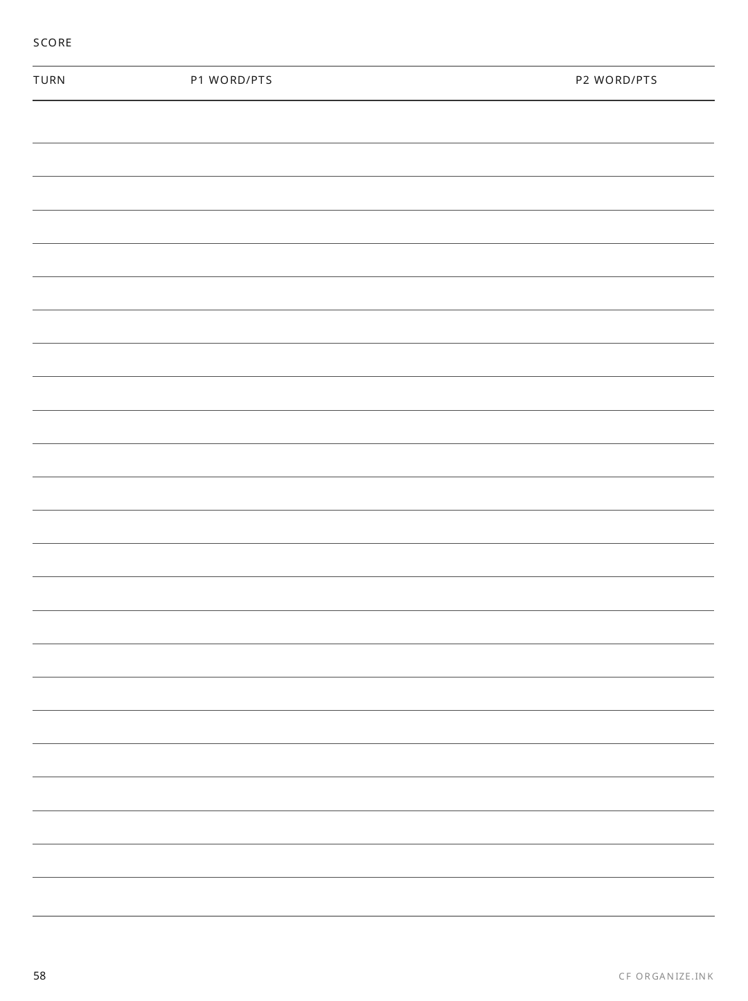 Scrabble Score Sheet rendered page