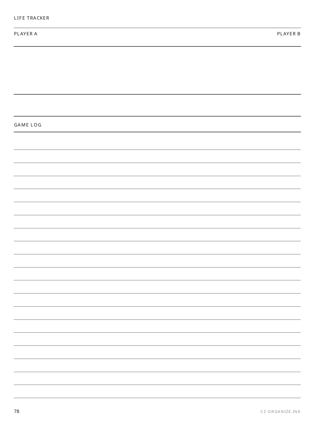 MTG Life Tracker rendered page