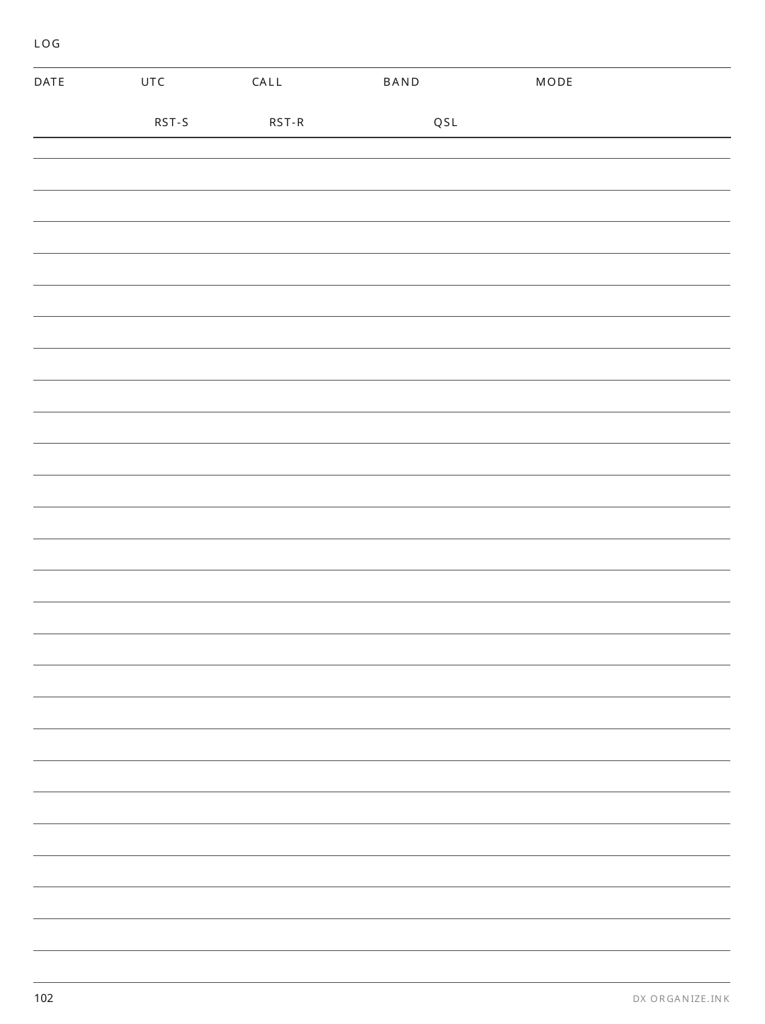 Ham Radio QSO Log rendered page