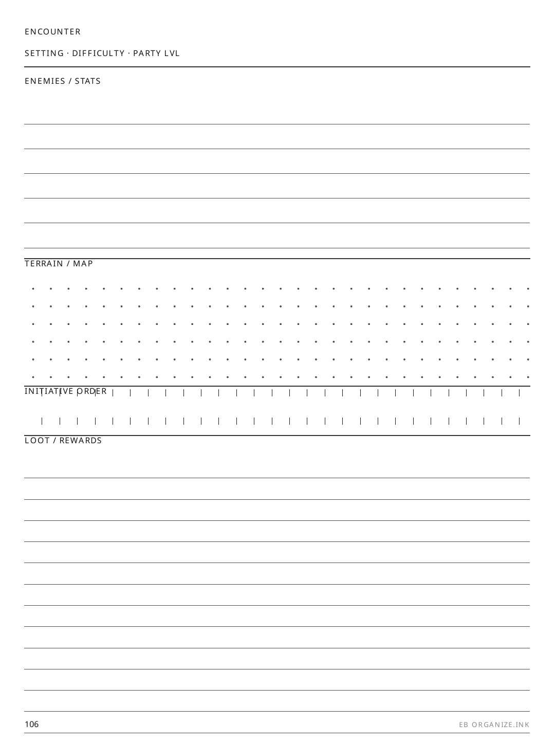 Encounter Builder rendered page