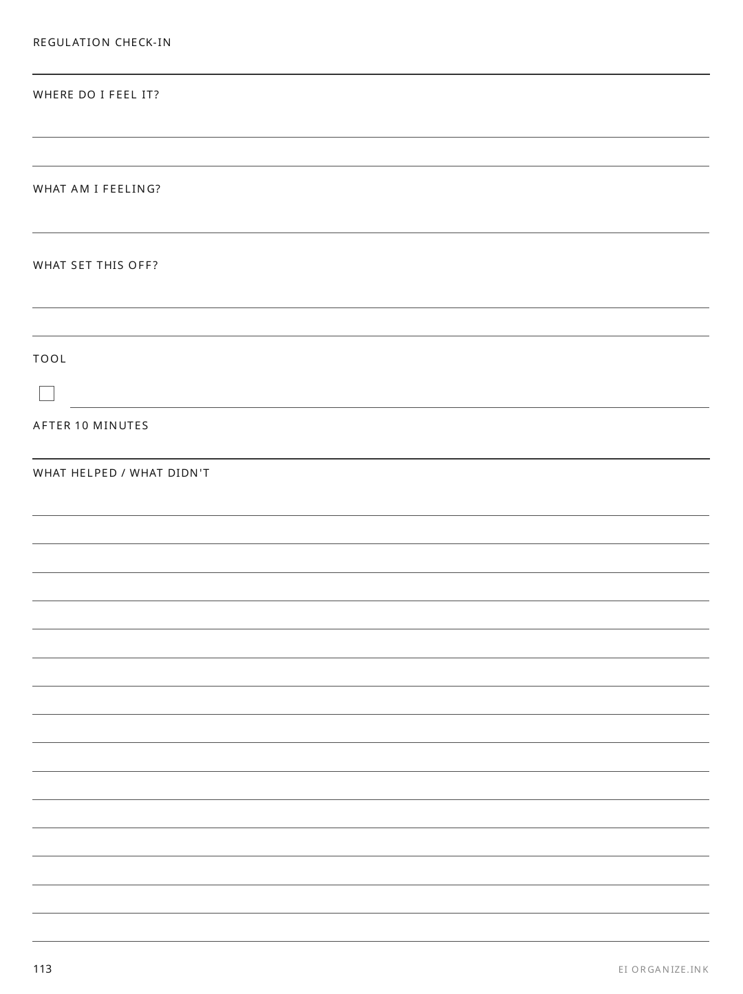 Emergency Info rendered page