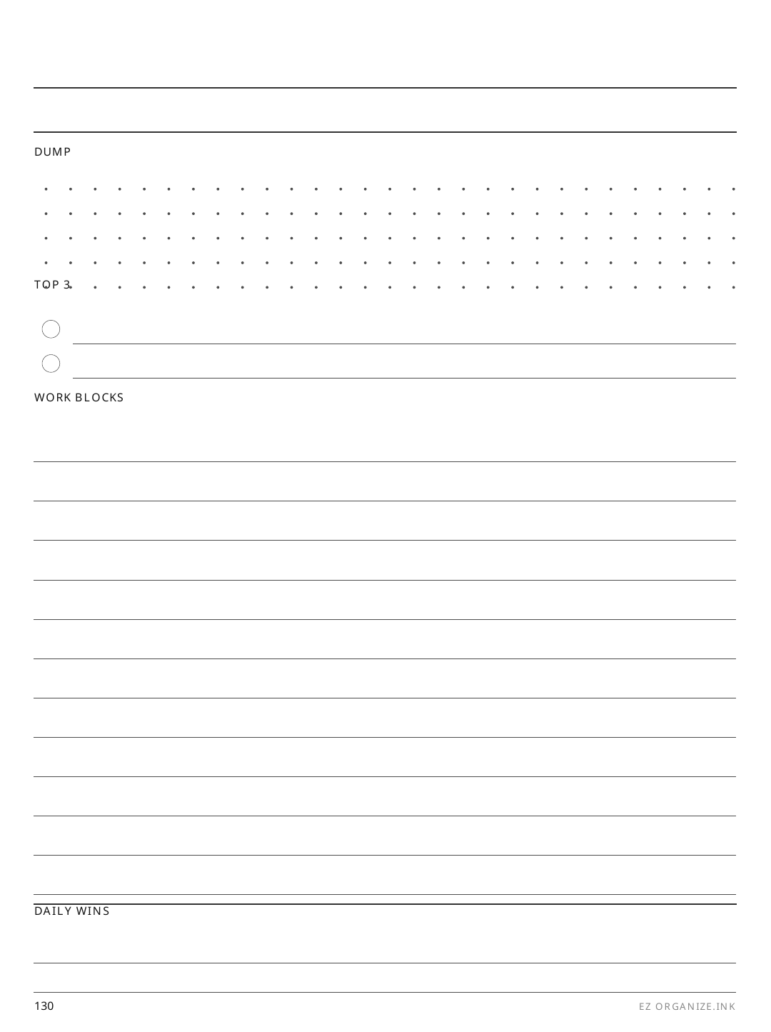 Dated Daily ADHD rendered page