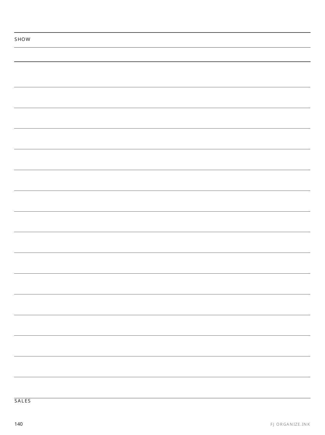 Exhibition Log rendered page