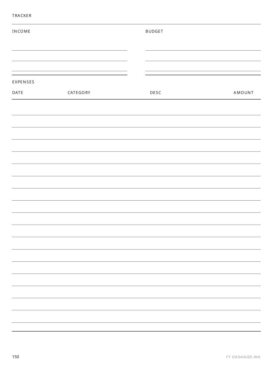Finance Tracker rendered page