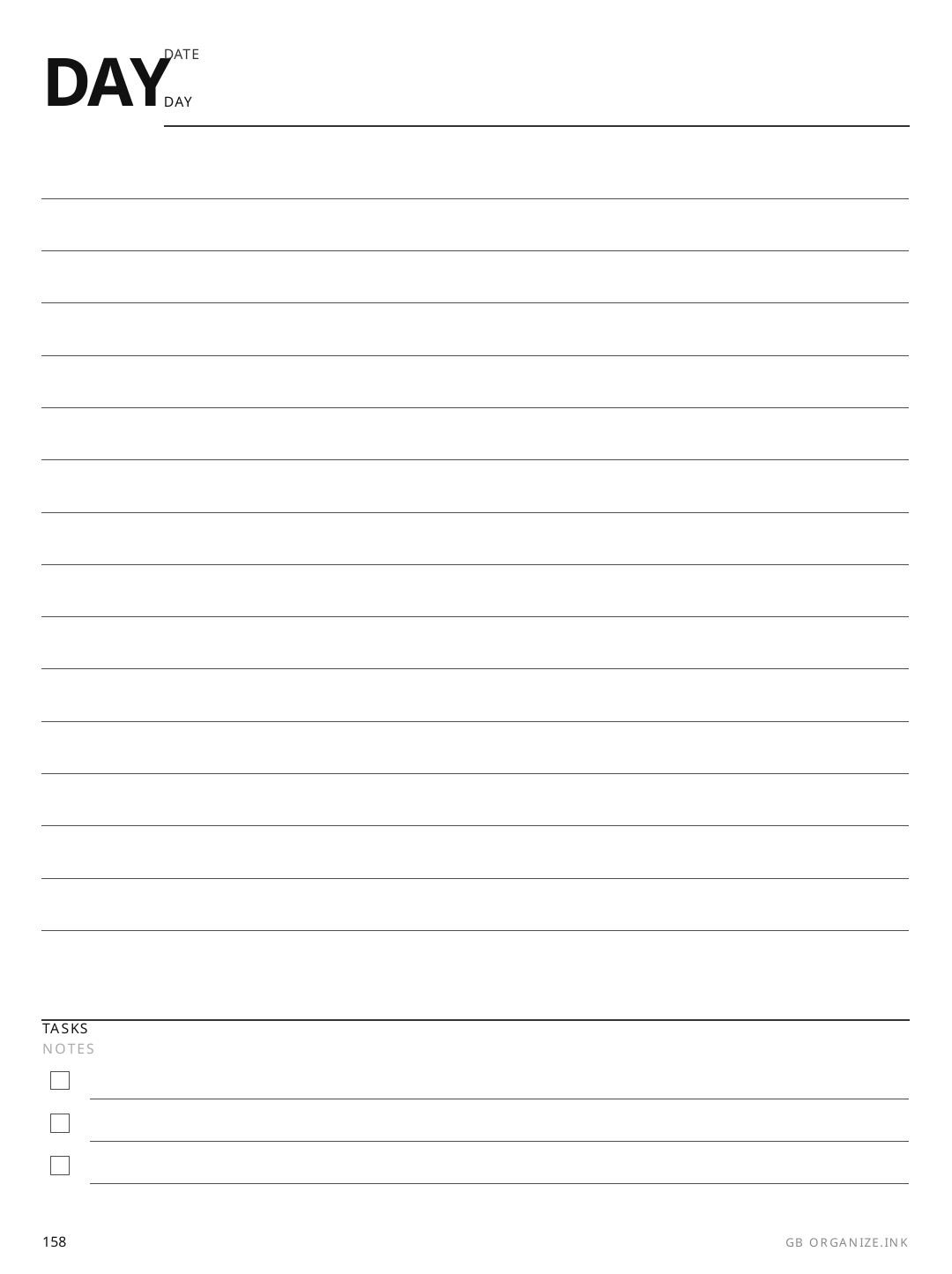 Moleskine Daily Classic rendered page