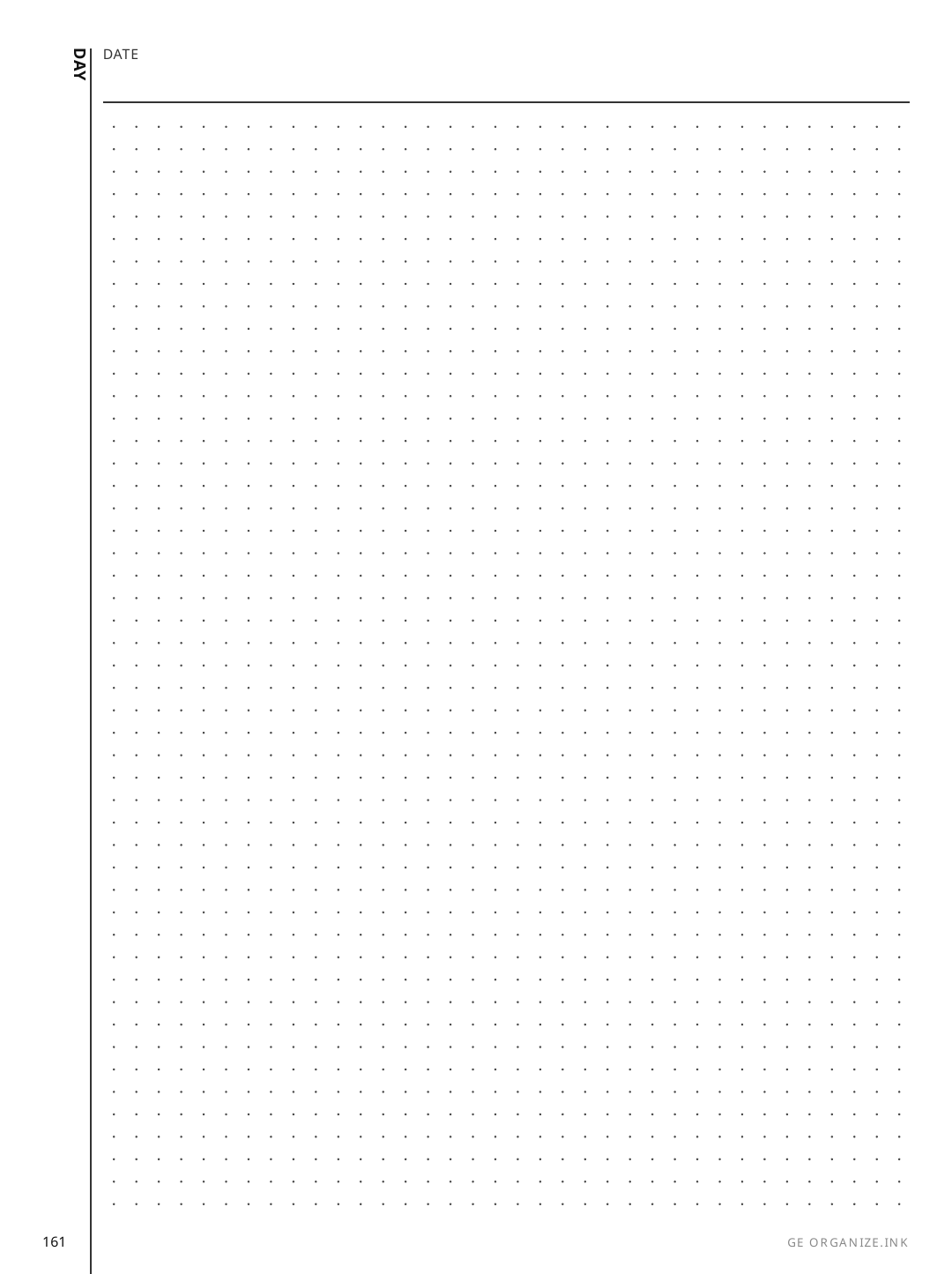 Moleskine Daily Dot rendered page