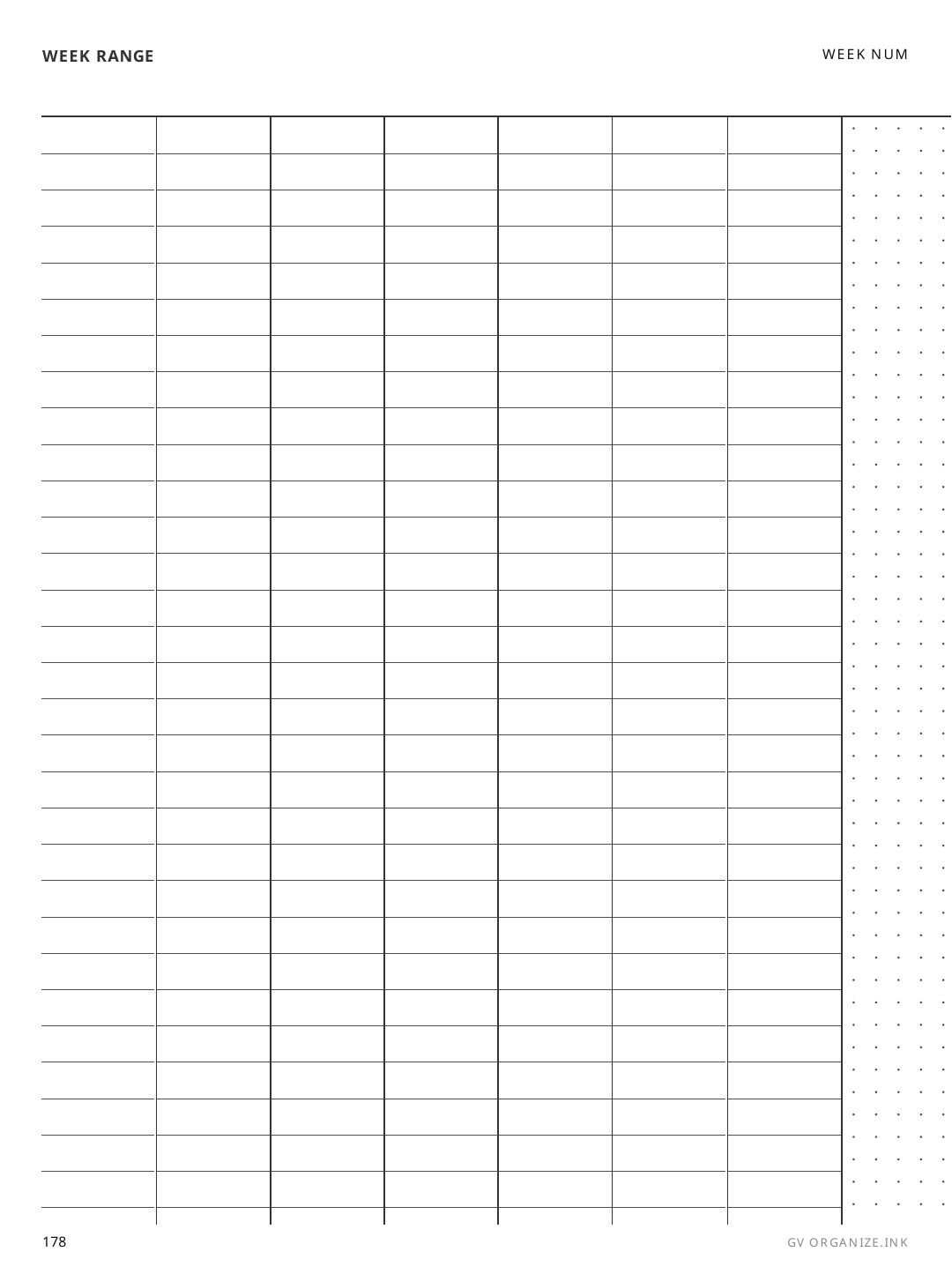 Moleskine Weekly Spread rendered page