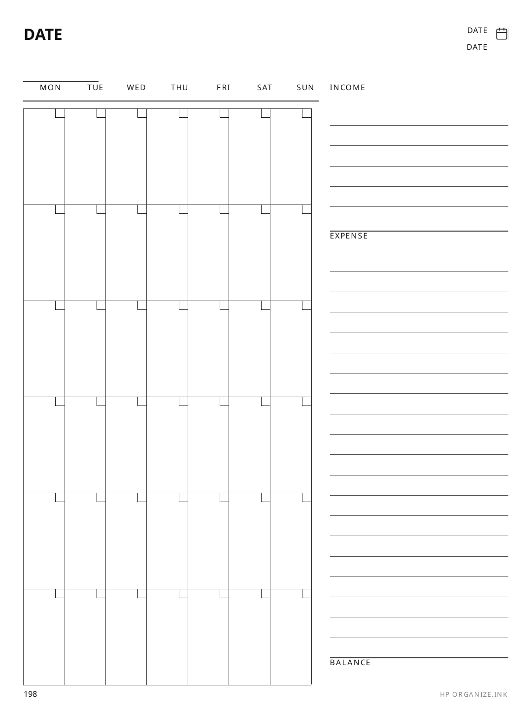 Monthly Budget Overlay rendered page