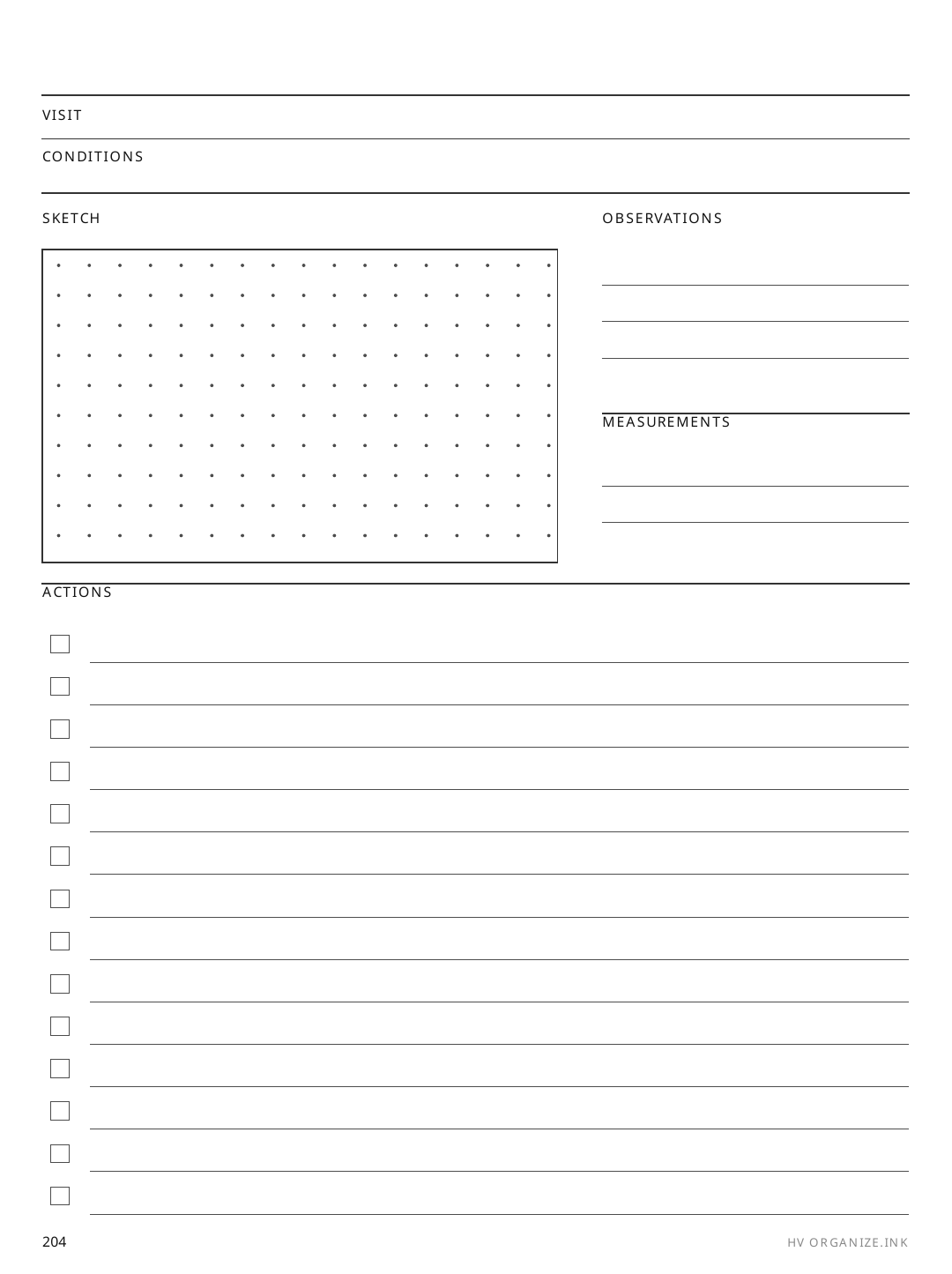 Site Visit Notes rendered page