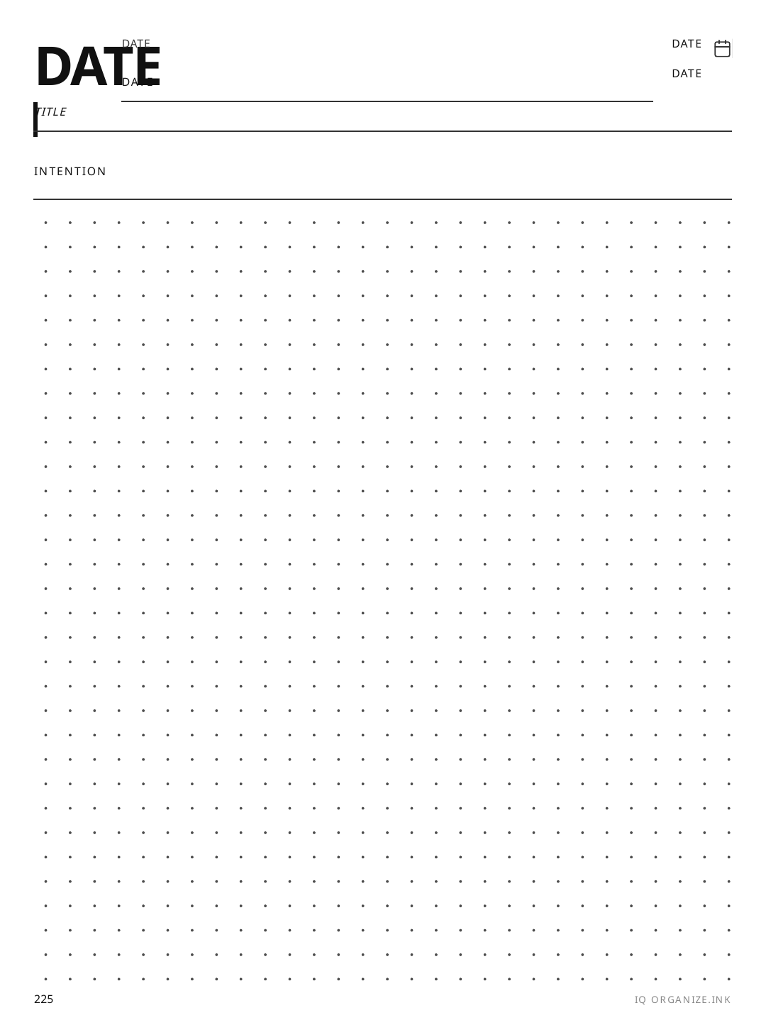 Dated Weekend Day rendered page