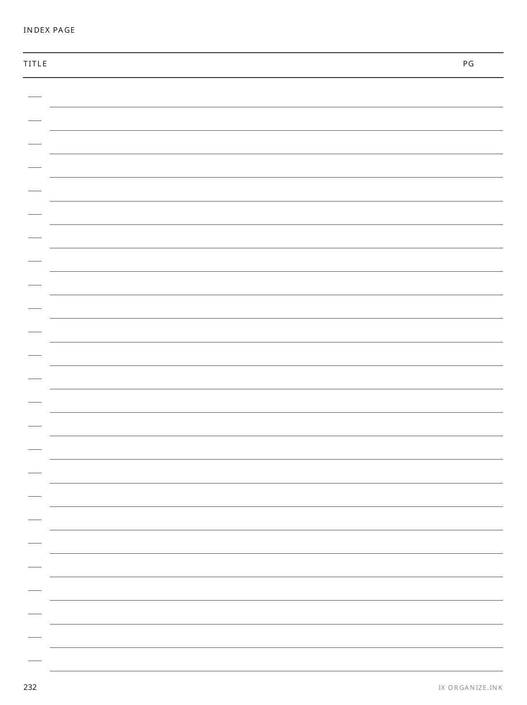 Index / Contents rendered page
