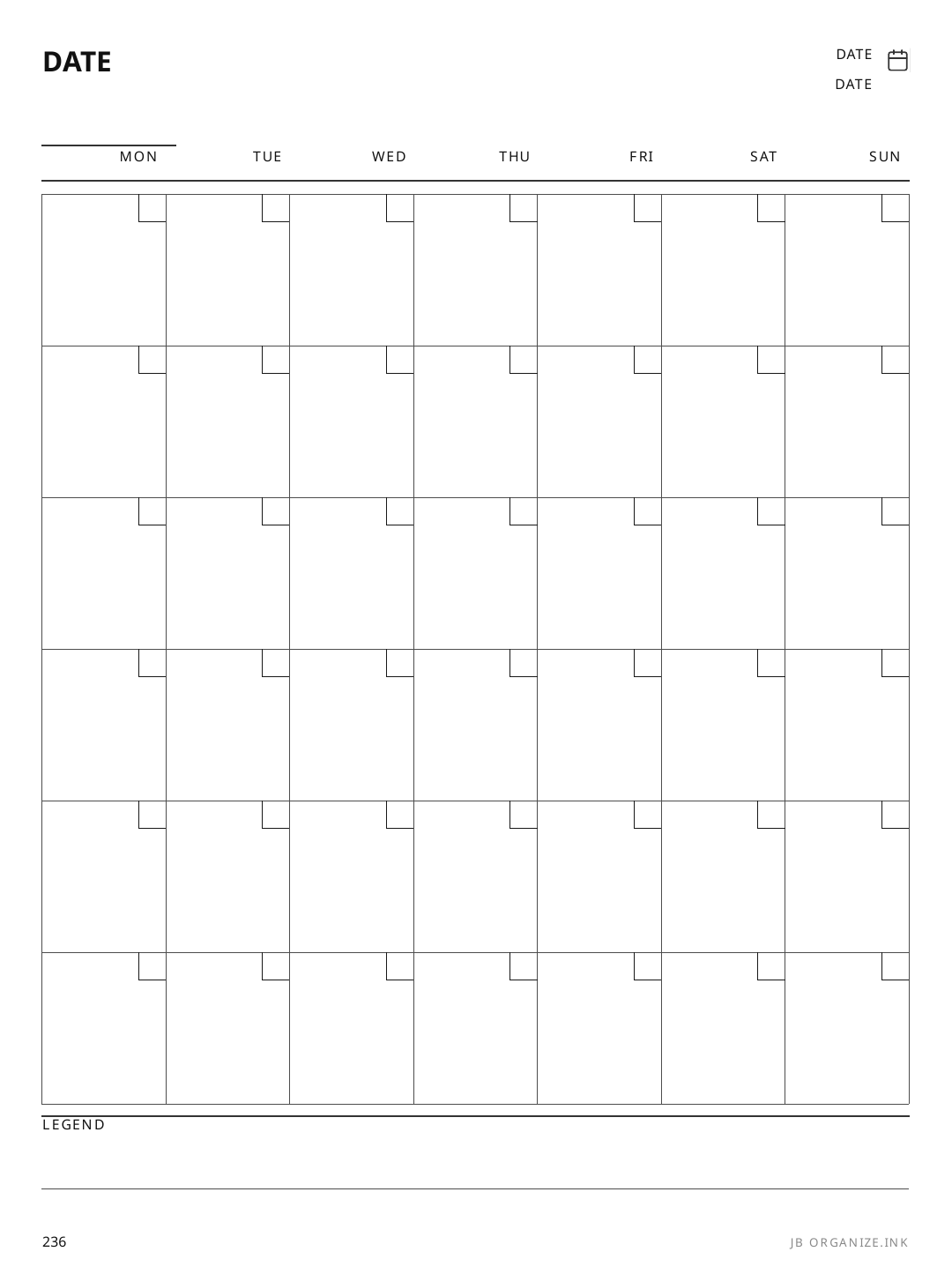 Monthly Mood Calendar rendered page