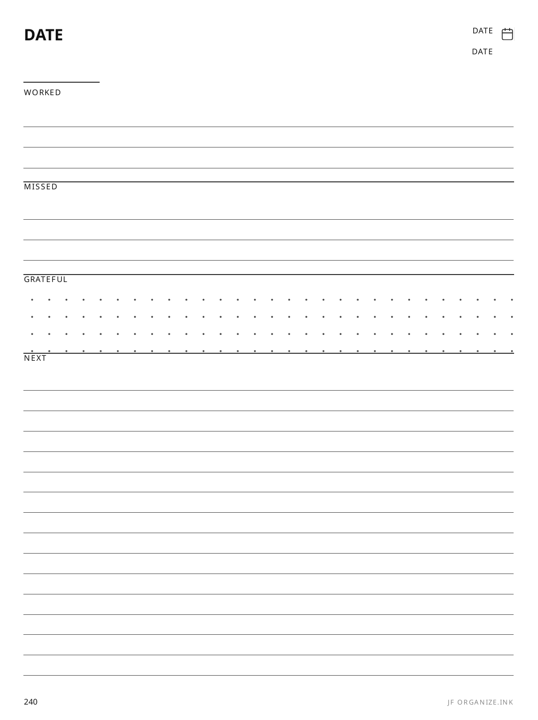 Dated Monthly Retrospective rendered page