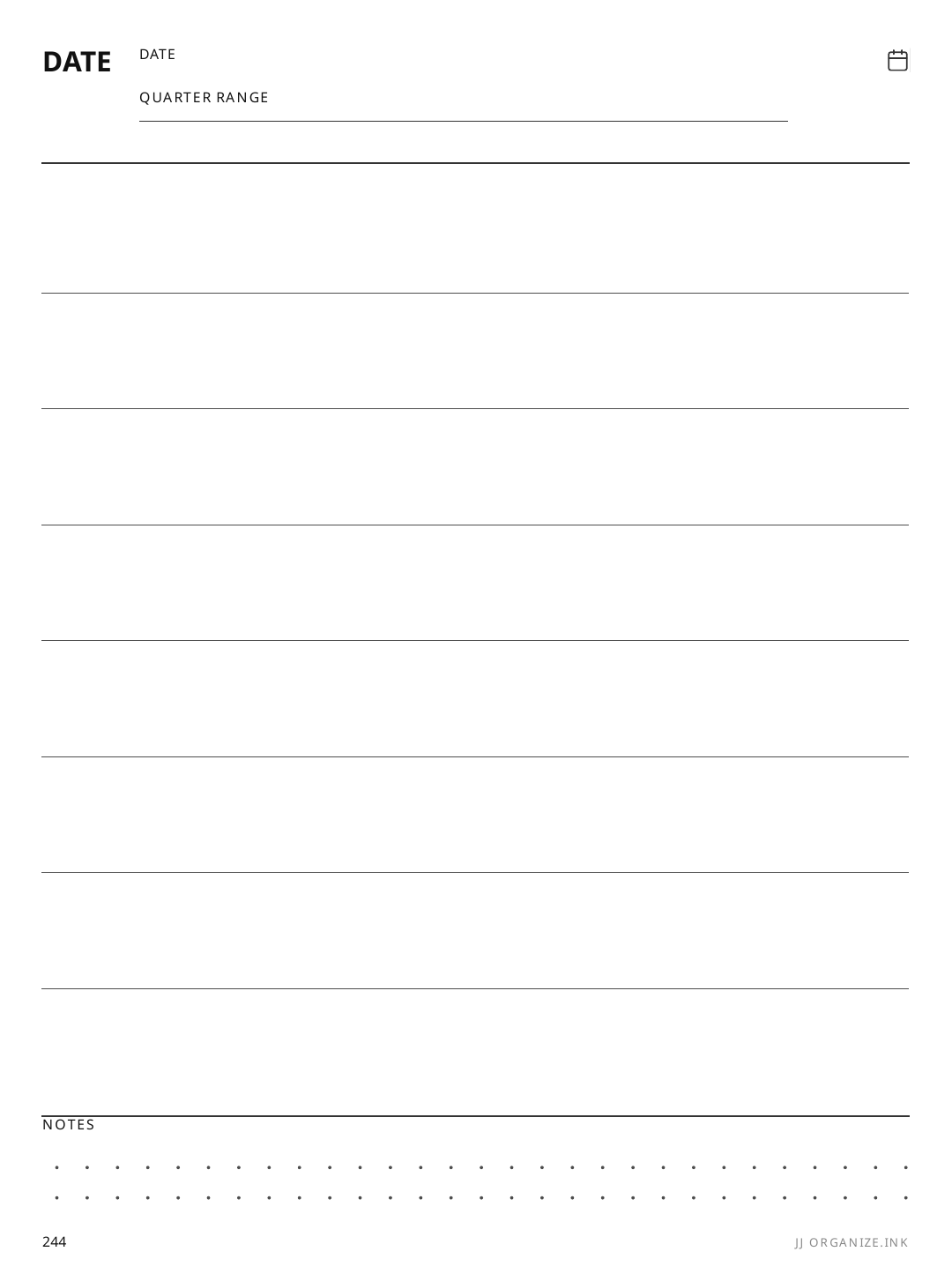 Quarterly OKR Grid rendered page