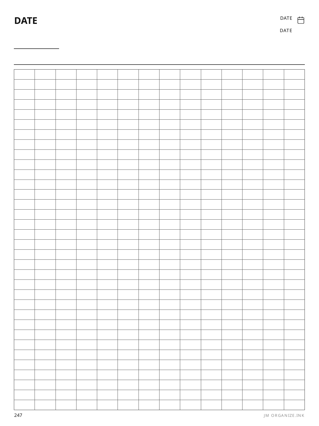 Dated Monthly Habit Tracker rendered page