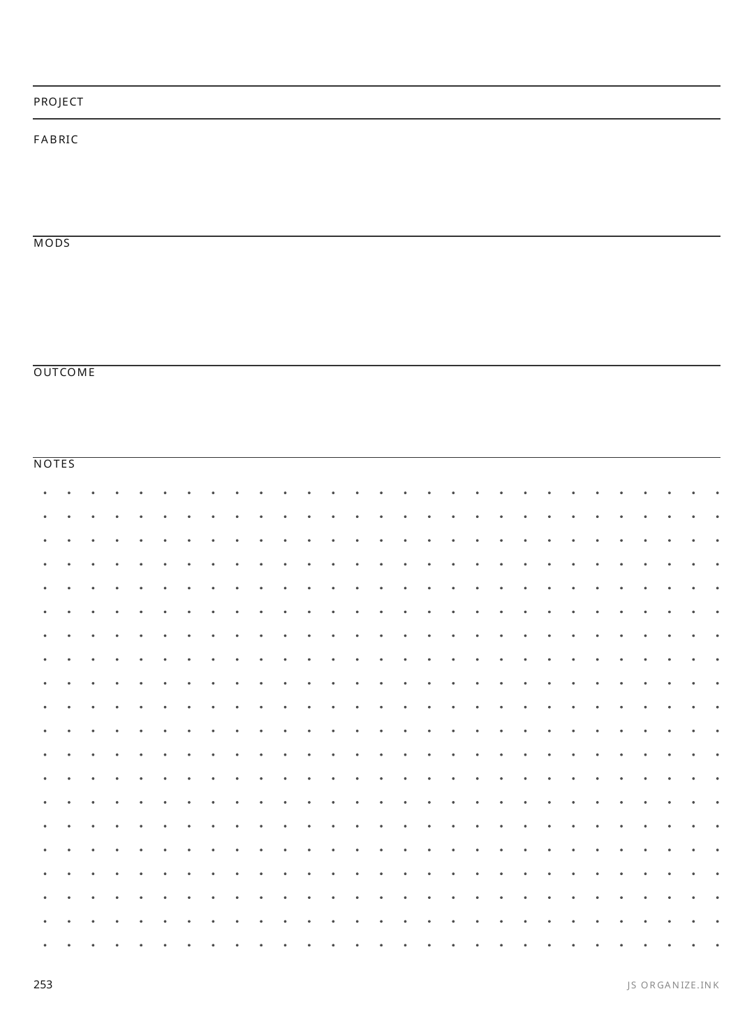 Sewing Pattern Log rendered page
