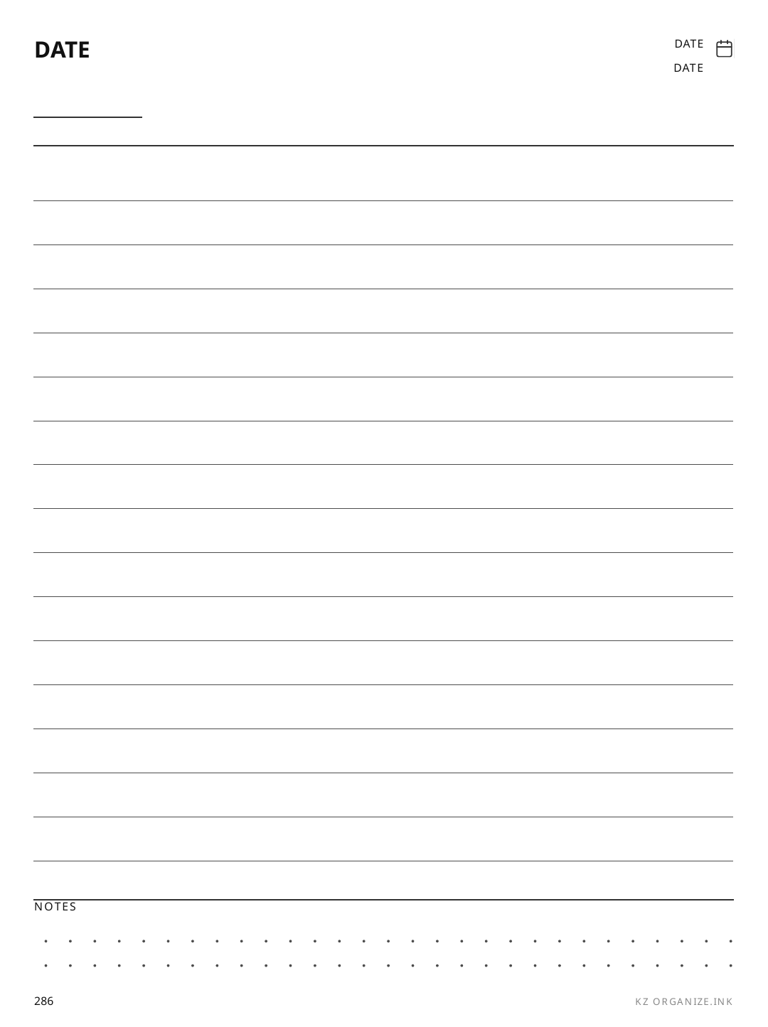 Monthly Reading Log rendered page
