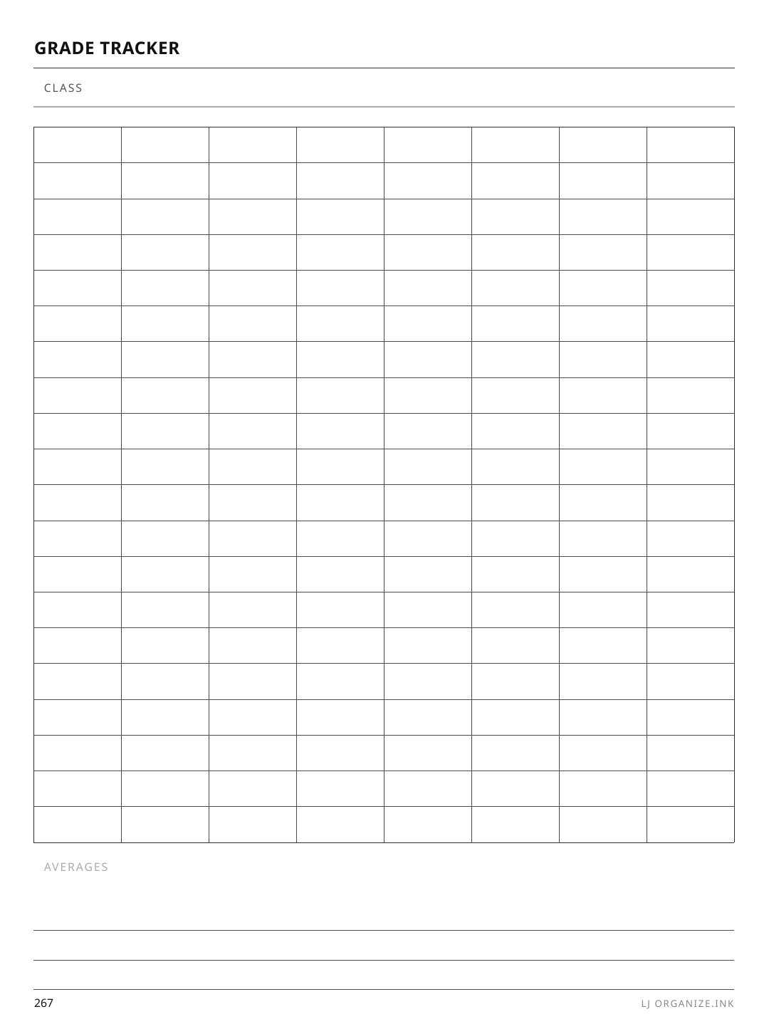 Grade Tracker rendered page