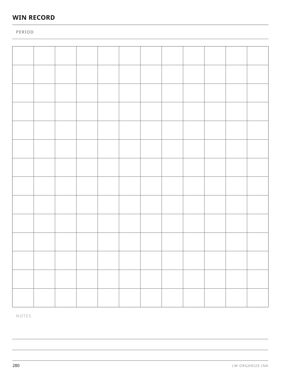 Win Record Grid rendered page