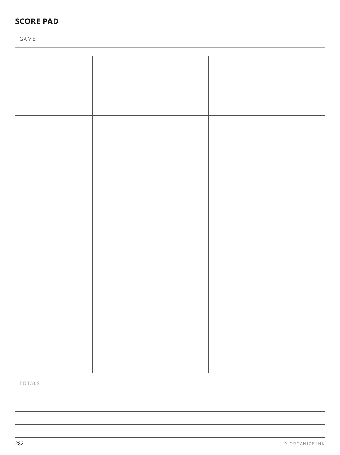 Round Score Pad rendered page