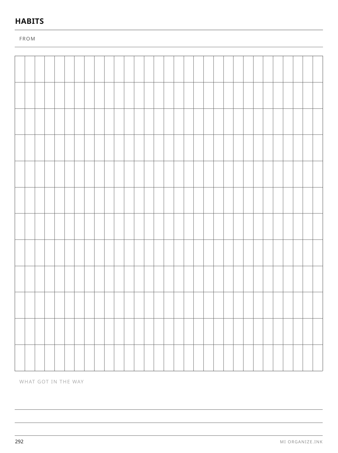 Undated Habit Month rendered page