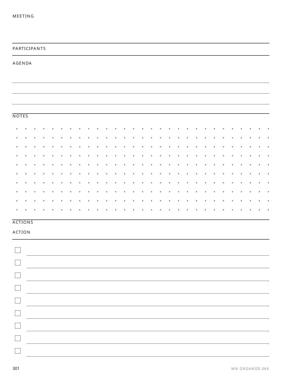 Meeting Notes rendered page