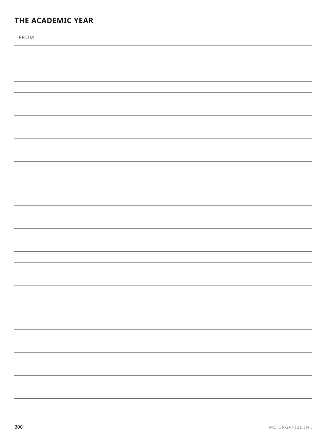 Undated Academic Year rendered page
