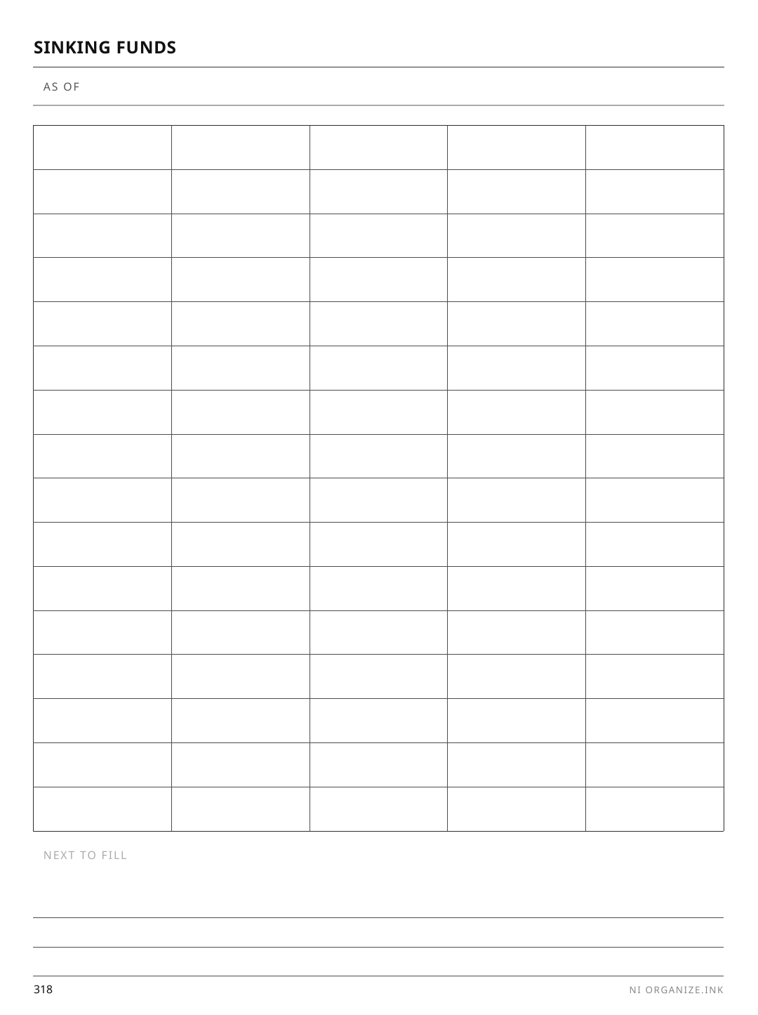 Sinking Funds rendered page
