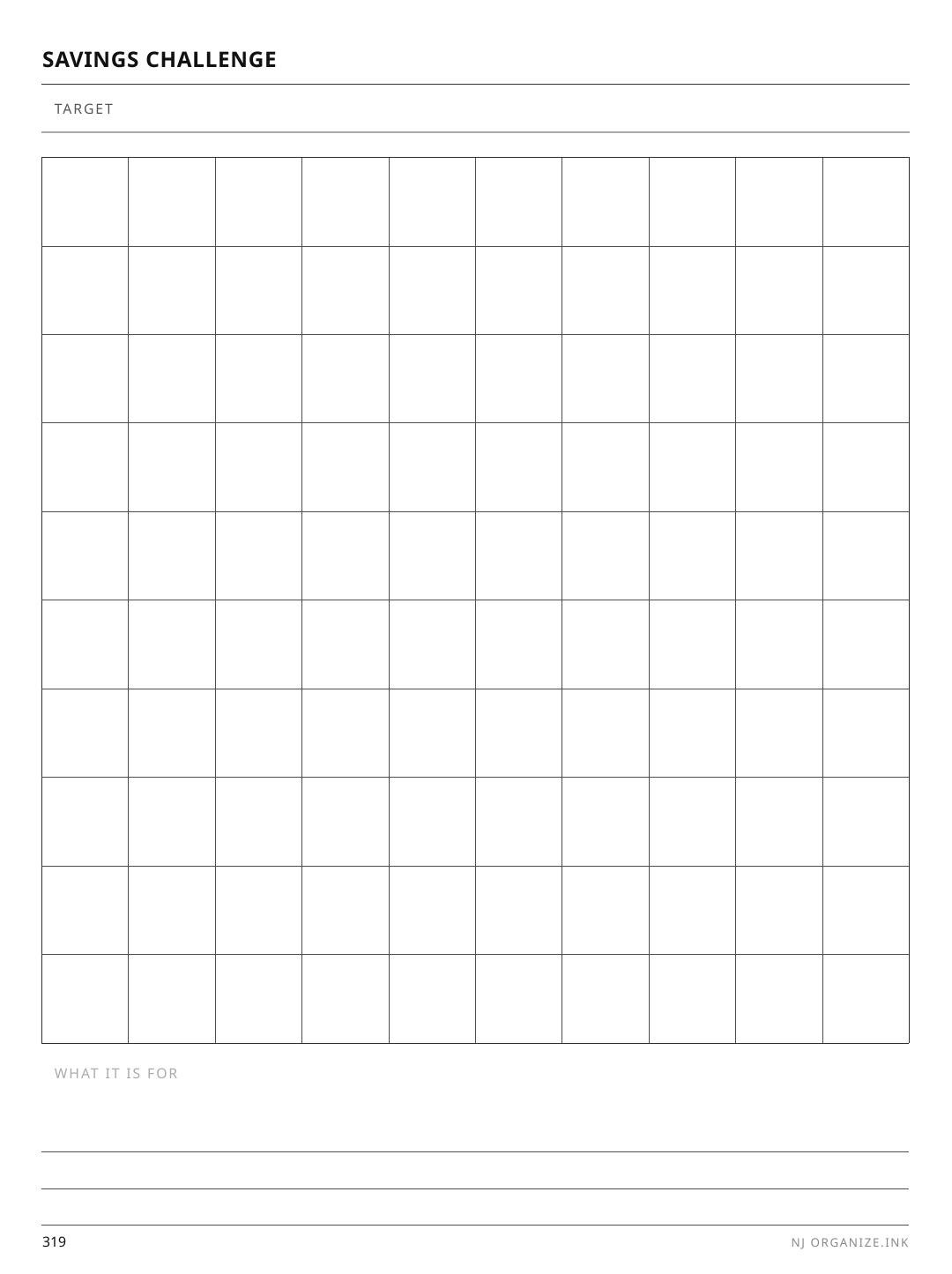 Savings Challenge Grid rendered page