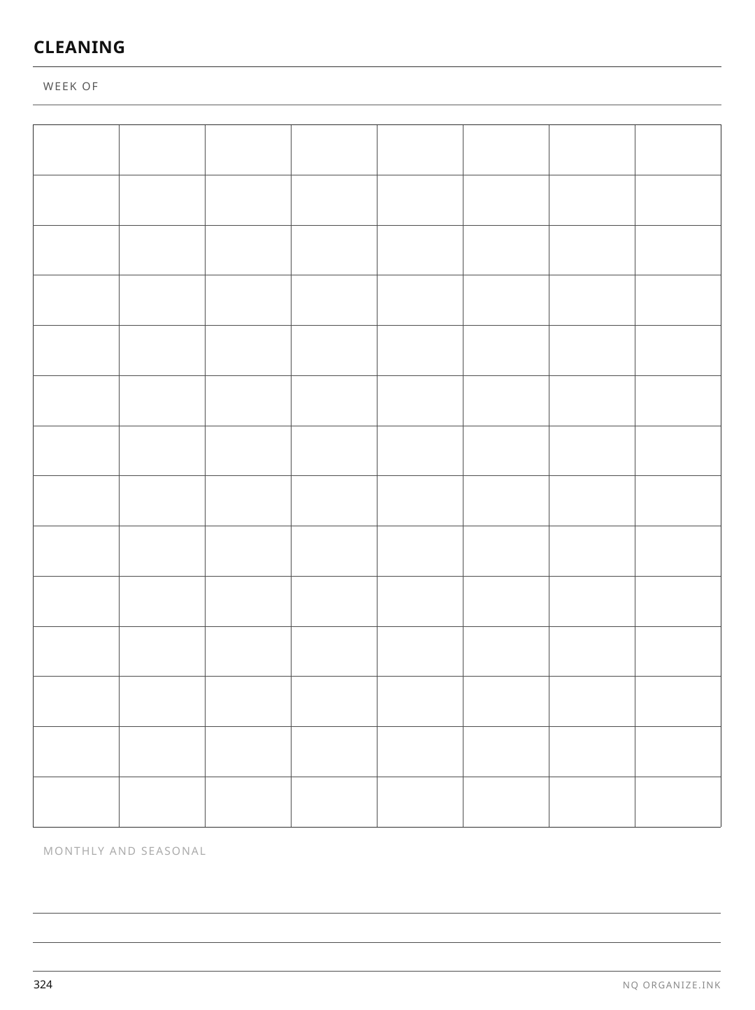 Cleaning Schedule rendered page