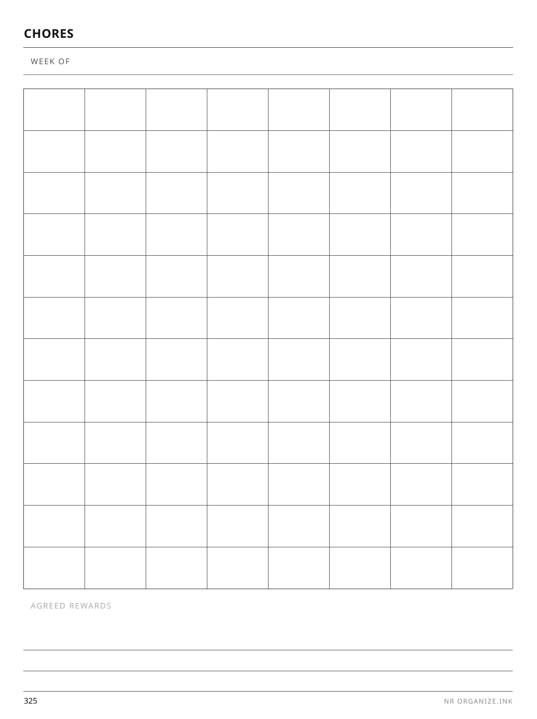 Chore Chart rendered page