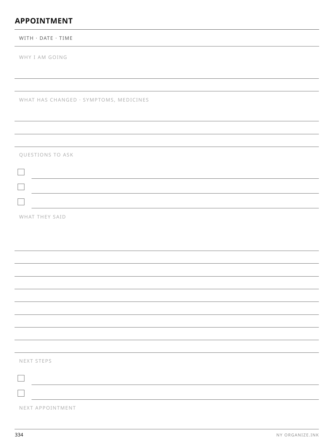 Appointment Prep rendered page