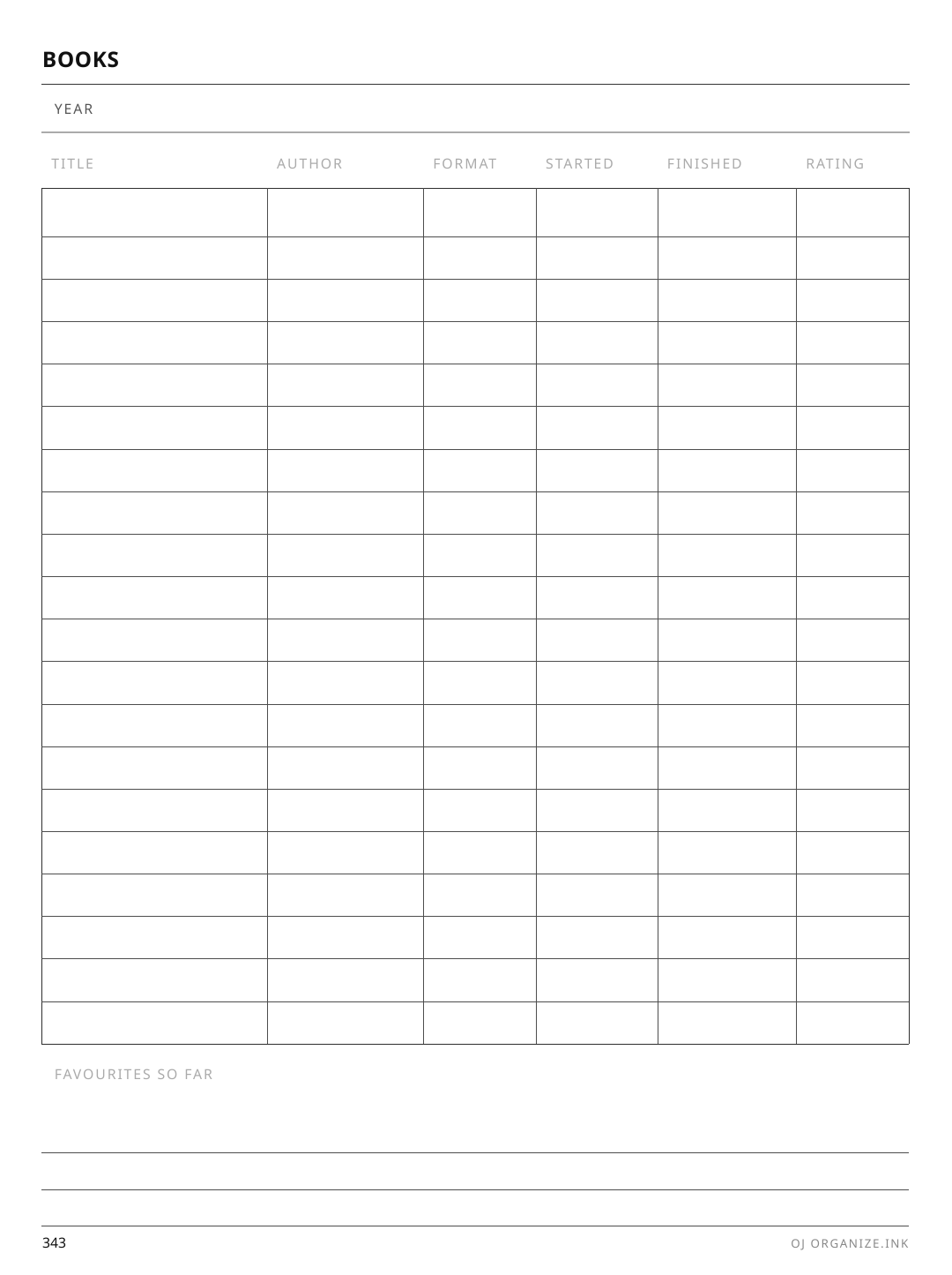 Book Log rendered page