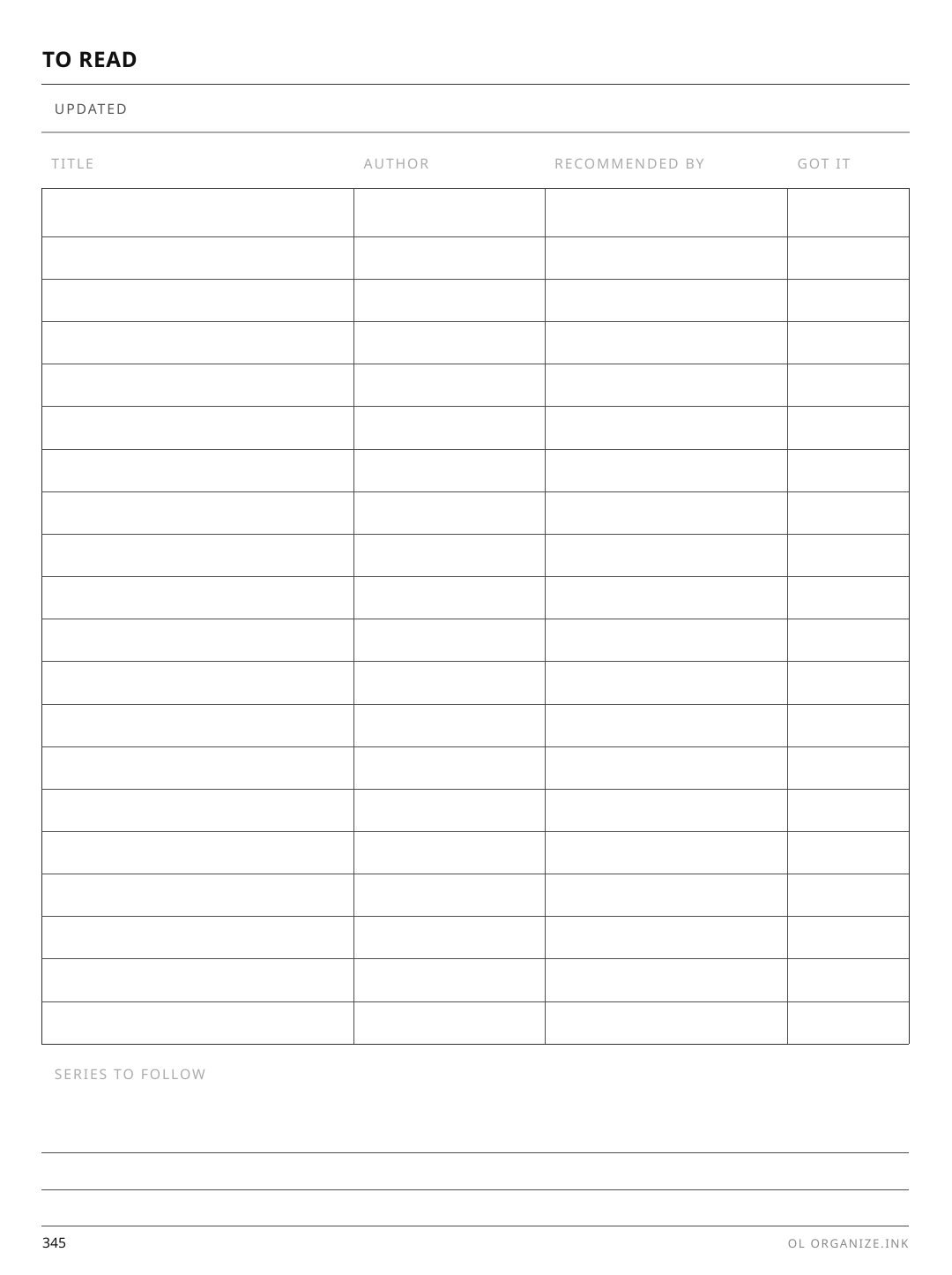 To-Read List rendered page