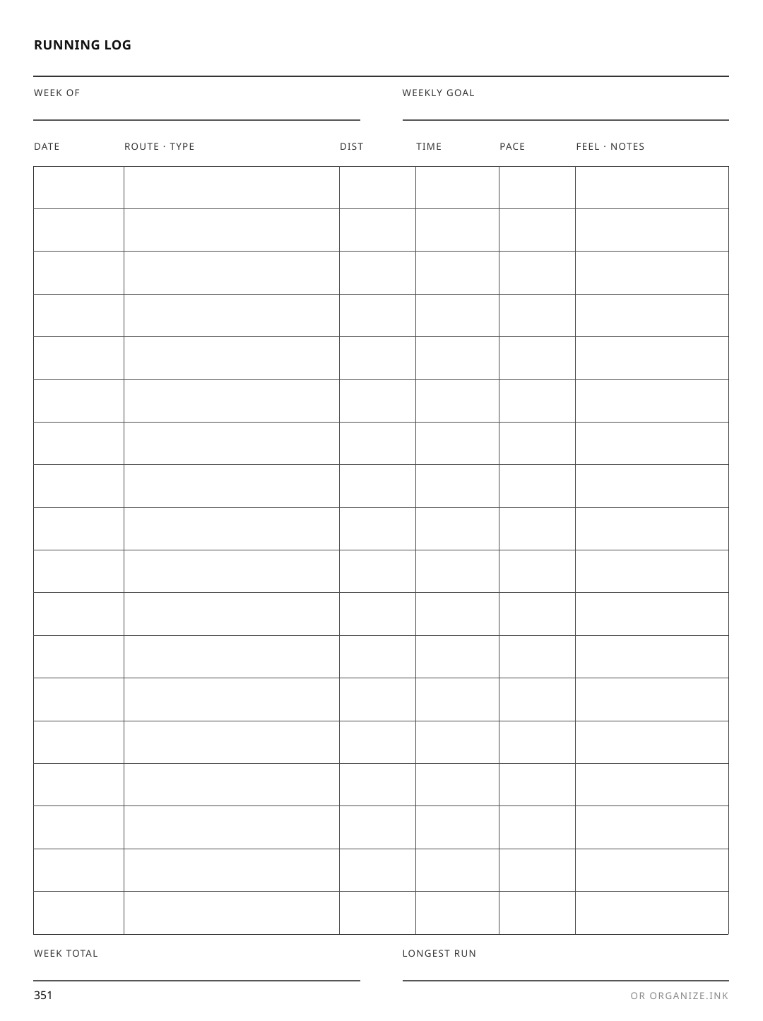 Running Log rendered page