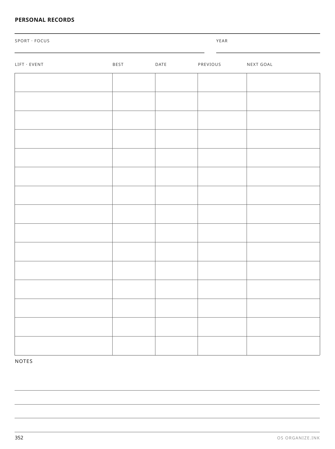 Personal Records rendered page