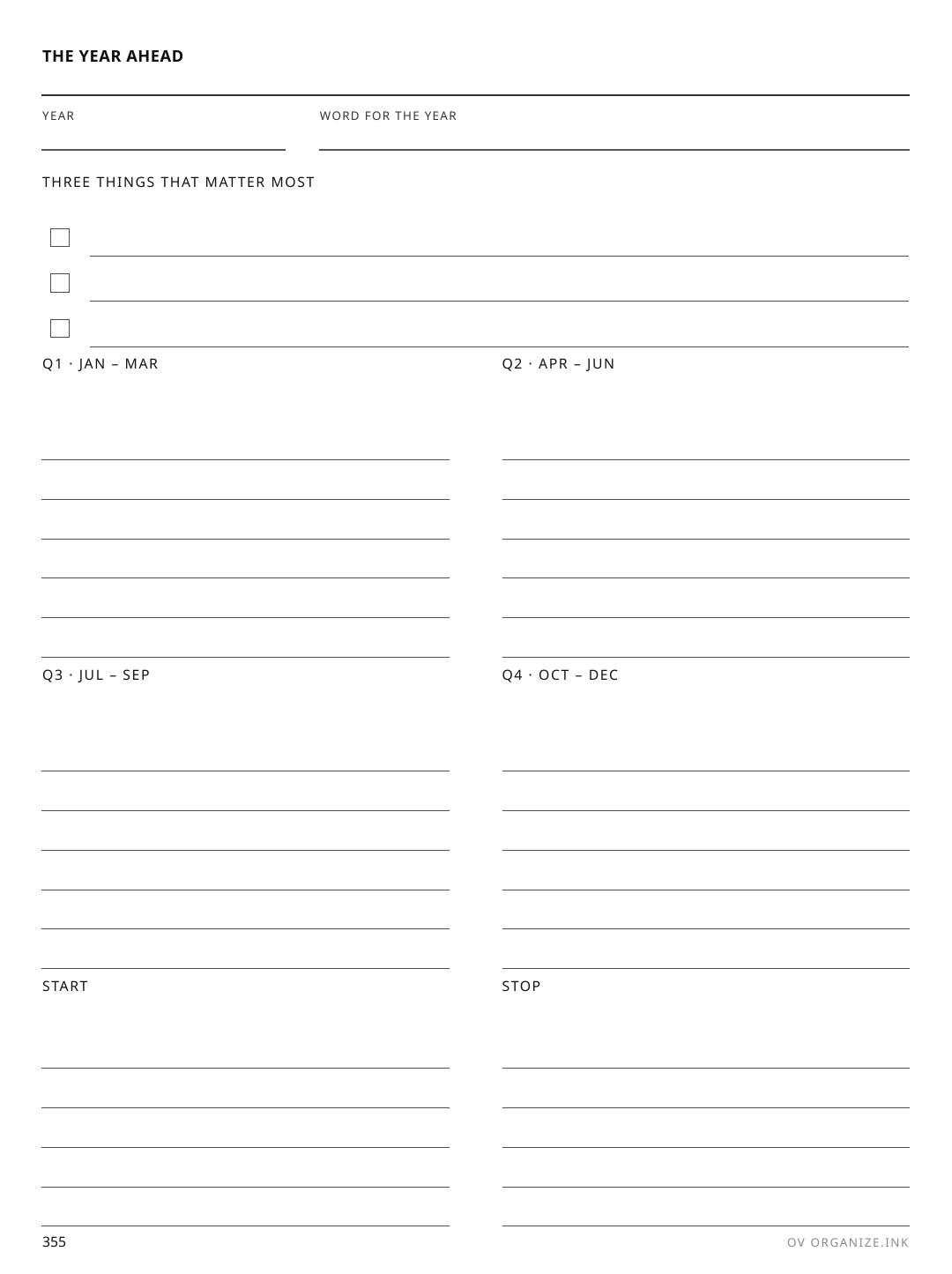 New Year Intentions rendered page