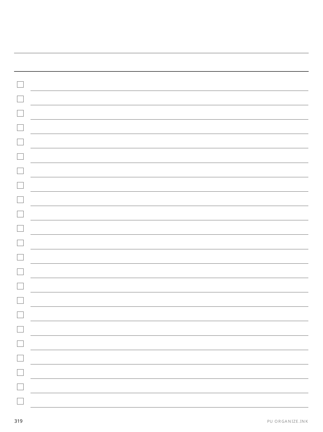 Punch List rendered page