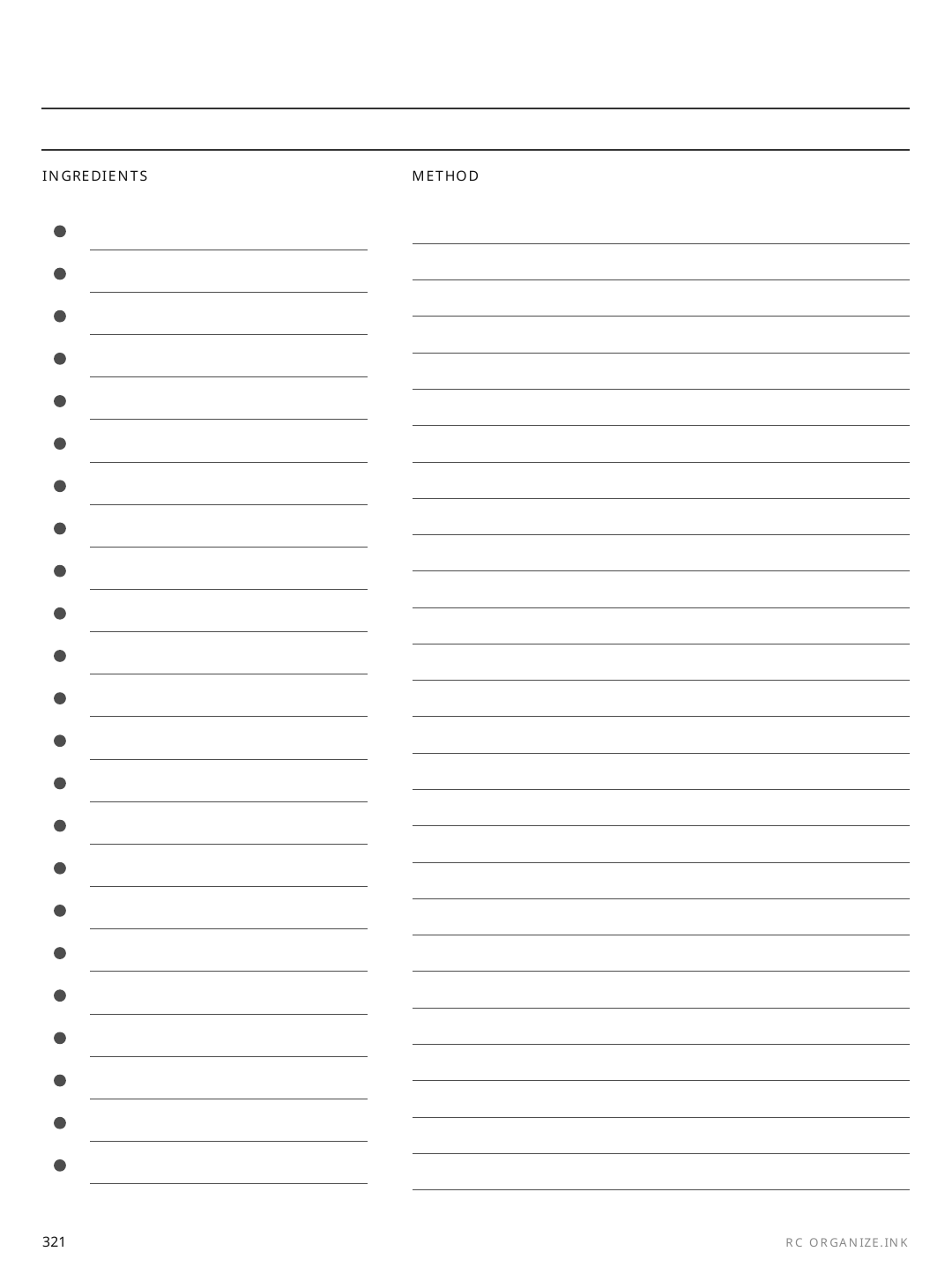 Recipe rendered page