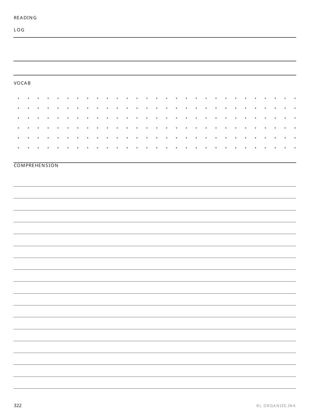Reading Log rendered page
