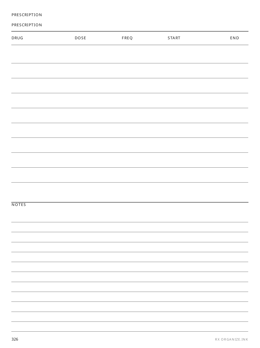 Prescription rendered page