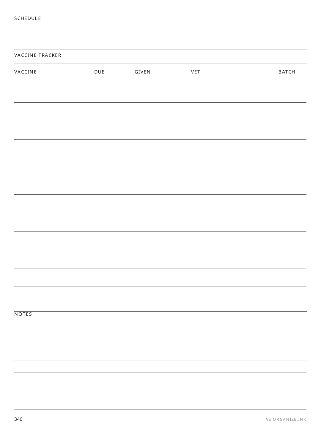 Vaccination Schedule rendered page