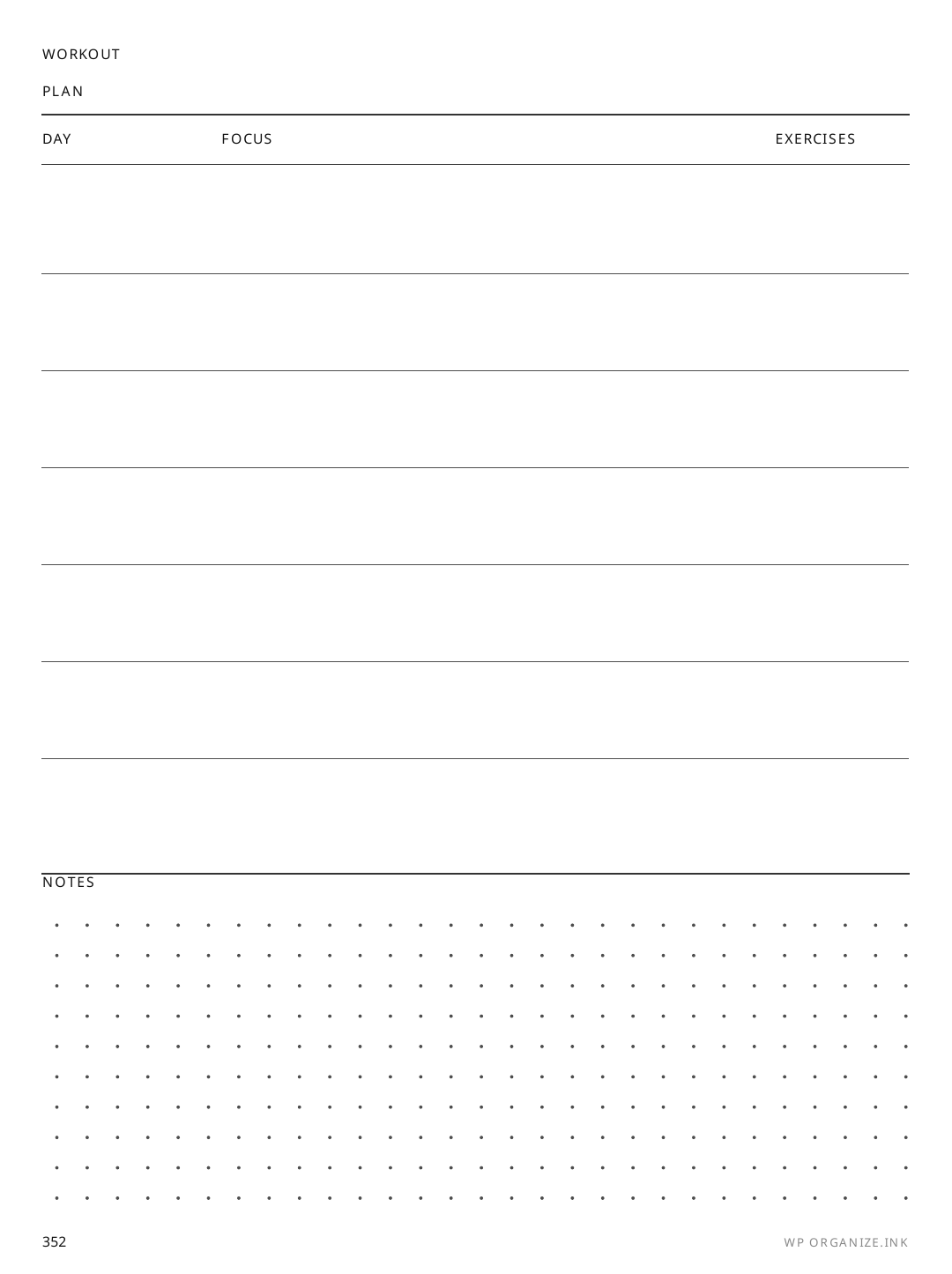 Weekly Plan rendered page