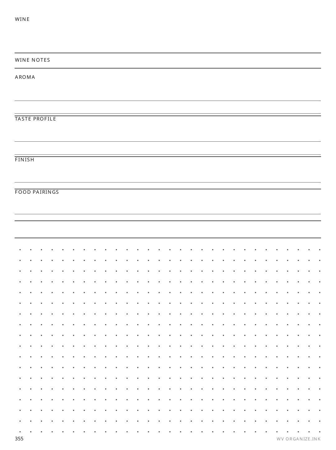 Wine Notes rendered page